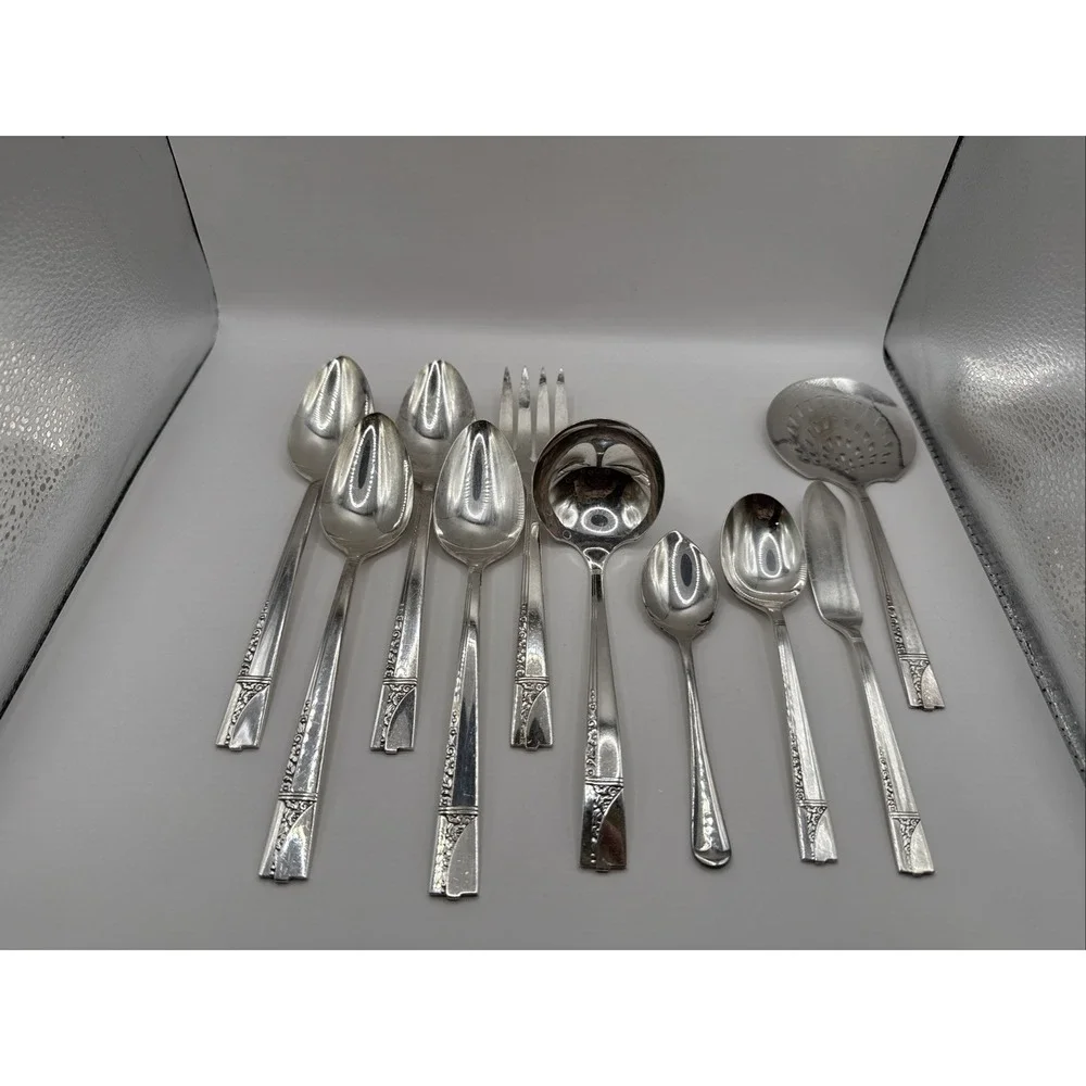 Vintage 1938 Oneida Nobility Caprice Silver Plated Serving Set 10 Pieces